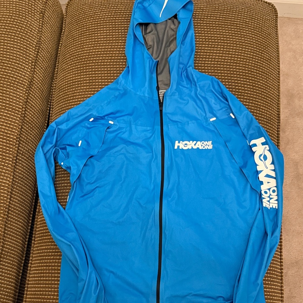 Hoka One One Bright Blue Rain Jacket size medium